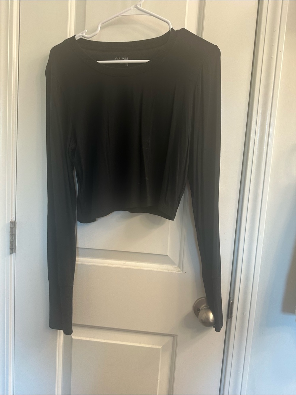 Long Sleeve Black Crop Top - Women